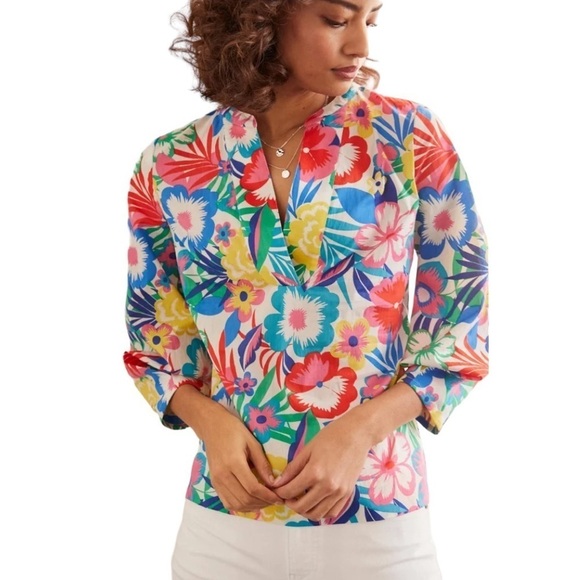 Boden Floral Top Blouse Tropical Multicolor Size 4 - Picture 10 of 10